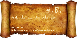 Ambrózi Borbála névjegykártya